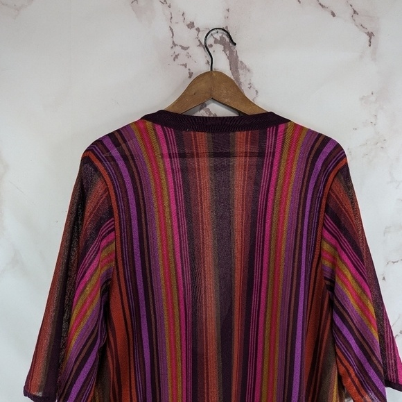 Soft Surroundings Top Women 2X Pink Striped Wrap Tie Cardigan Bella Donna - Picture 6 of 12